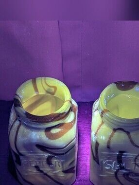 UNICORN FIND Vintage 1980s Lemonade Oxblood Slag Glass S&P Shakers